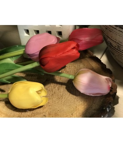 Sztuczny tulipan silikonowy różowy