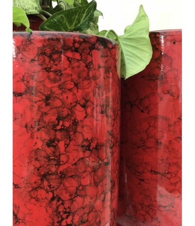 Dolagra donica ceramiczna z podstawką smukła Czerwień