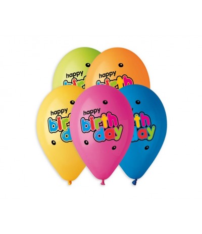 G.Balony Premium Hel Happy Birthday 13" 5szt