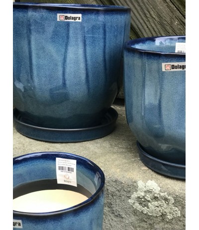 .Dolagra Donica ceramiczna z podstawkiem Dark Blue M