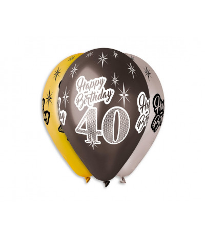 G.Balony Premium Happy Birthday 40 12" 6szt