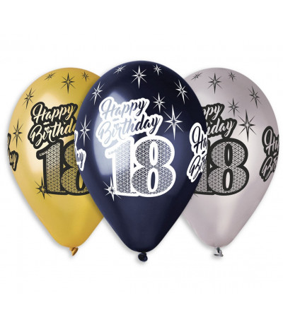 G.Balony Premium Happy Birthday 18 12" 6szt