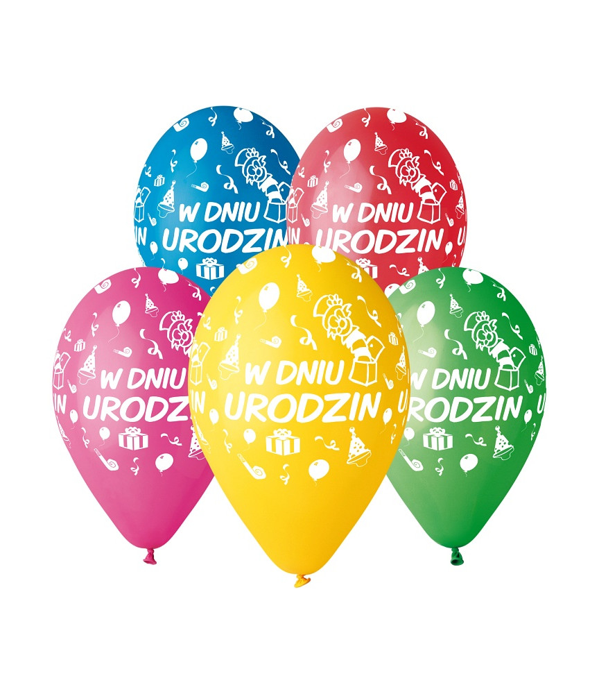 G.Balony Premium W dniu Urodzin 12" 5szt