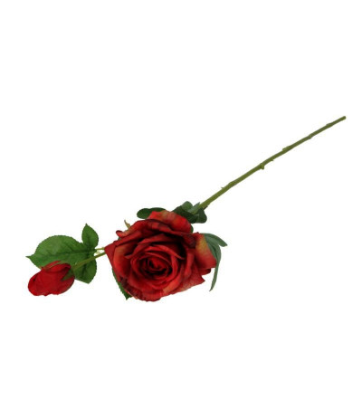 Sztuczna Róża  z pączkiem Czerwień