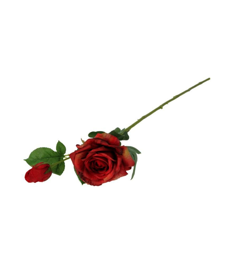 Sztuczna Róża  z pączkiem Czerwień