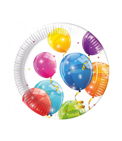 G.Talerzyki papierowe Sparkling Balloons 23cm 8szt