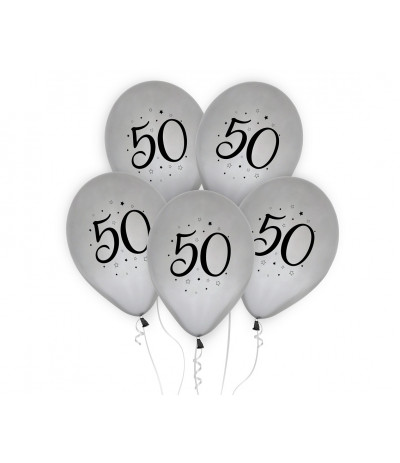 G.Balony 50 srebrne 12"5szt