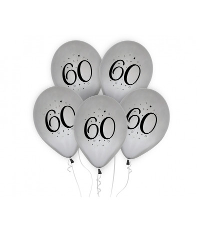G.Balony 60 srebrne 12" 5szt