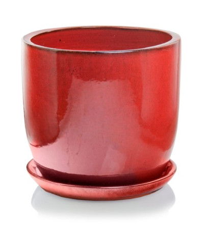 P.Donica ceramiczna z podstawką Czerwona 23