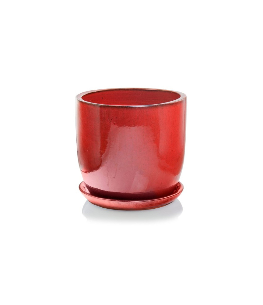 P.Donica ceramiczna z podstawką Czerwona 41