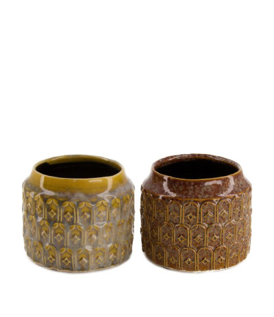 DIJK Planter Osłonka ceramiczna Maroko Handmade brąz