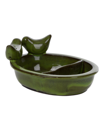 Esschert Poidełko/Karmnik ceramiczny zielony