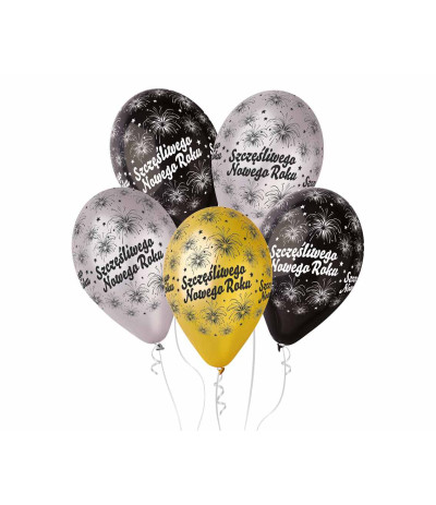 G.Balony Premium Szczęśliwego Nowego Roku 12" 6szt