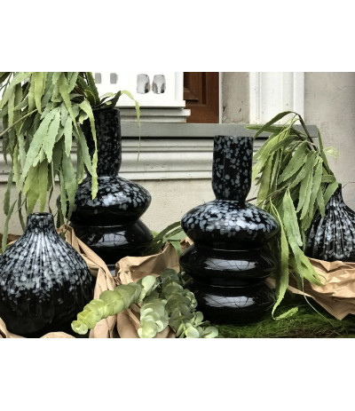 DIJK Vase ceramic Wazon czarny smukły HandMade 31cm
