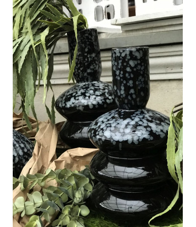 DIJK Vase ceramic Wazon czarny smukły HandMade 31cm