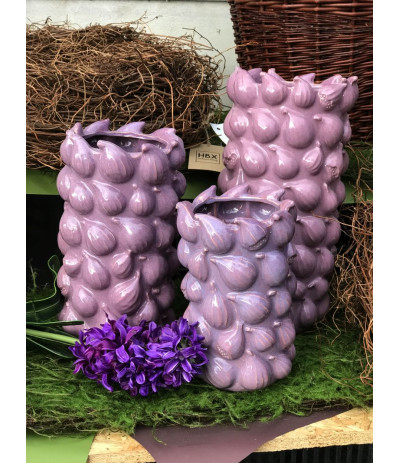 DIJK Vase fig ceramic Wazon Figi fiolet Handmade 35,5cm
