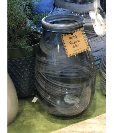 DIJK Vase recykling 100% glass Wazon szary 28cm