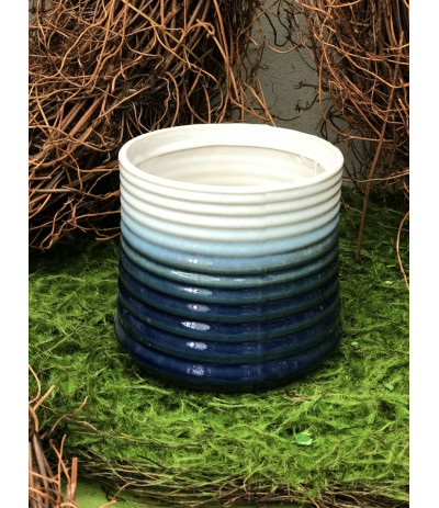 P.Vintage Osłonka ceramiczna prążki niebieski 14
