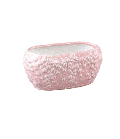 PTMD Avis Pink Osłonka ceramiczna podłużna Handmade niska