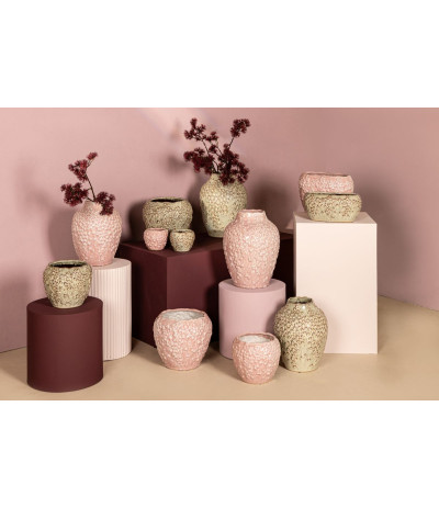 PTMD Avis Pink Osłonka ceramiczna podłużna Handmade niska
