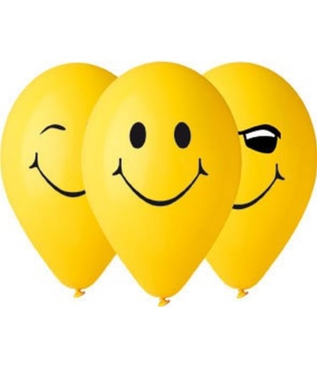 G.Balony 3 uśmiechy żółte 5szt